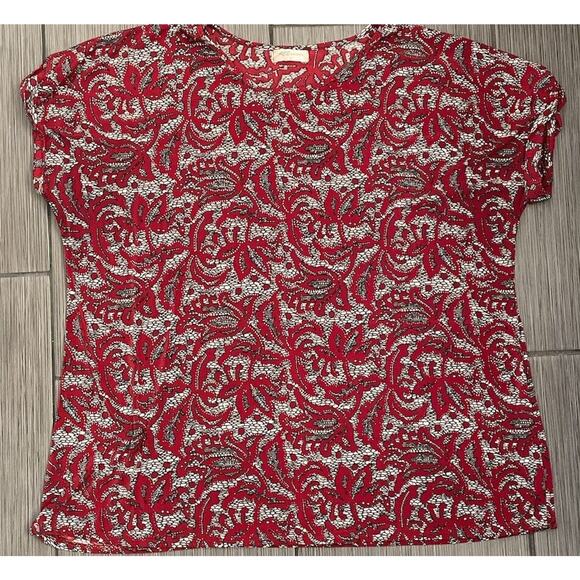 ACE Fashion Women’s Stretch Top Size 3X Glitter Dark Cherry Cuffed Sleeve - Picture 1 of 5